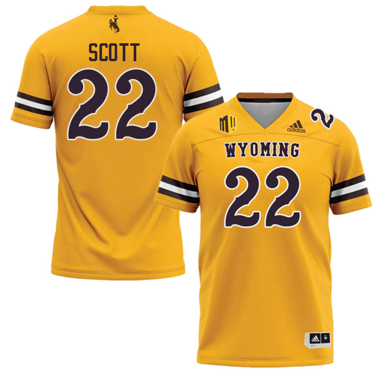 #22 Sam Scott Wyoming Cowboys Jersey College Football Uniforms,Gears,Jerseys-Gold